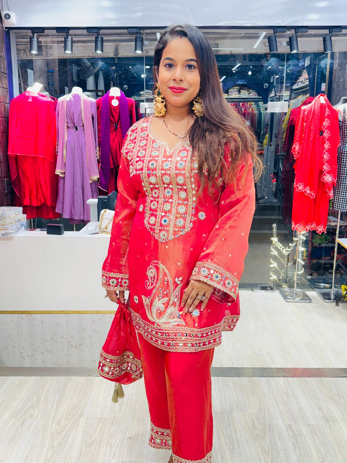 "Niharika" - 3 Piece Co-ord Set with Potli Bag