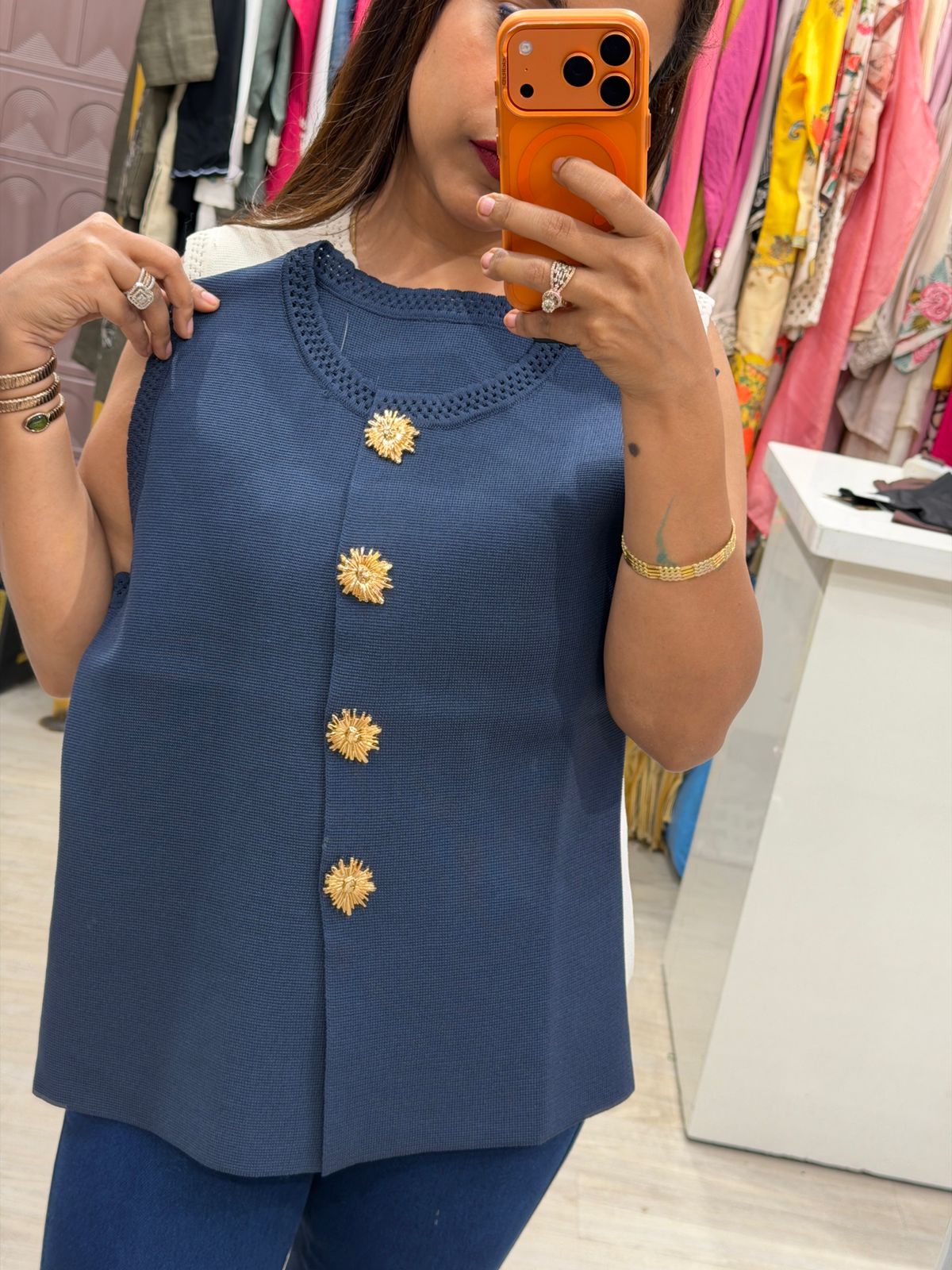 "Pearl" - Stylish Button-Detail Sleeveless Top (Available in 3 Colours)