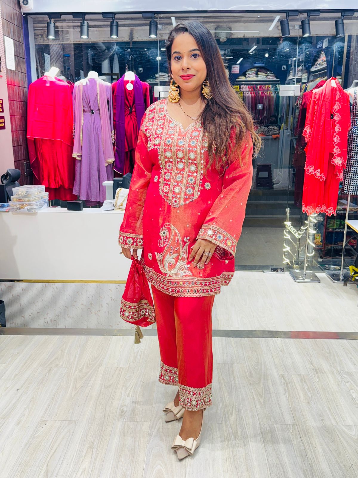 "Niharika" - 3 Piece Co-ord Set with Potli Bag