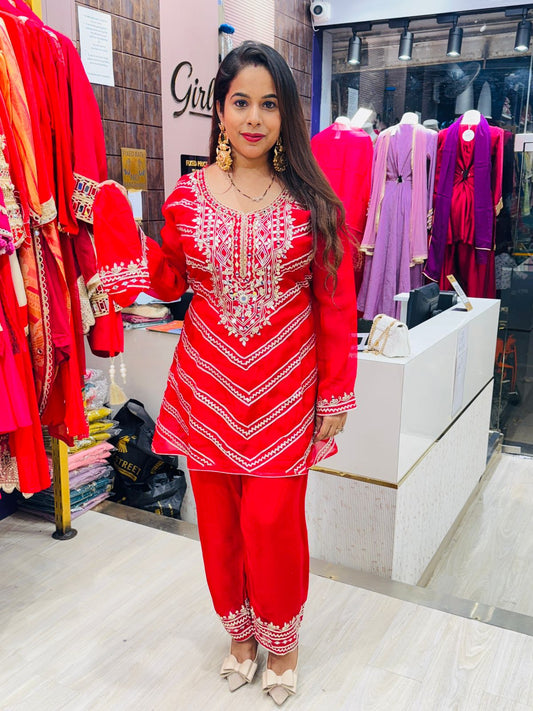 "Ruby" - 3 Piece Co-ord Set with Potli Bag