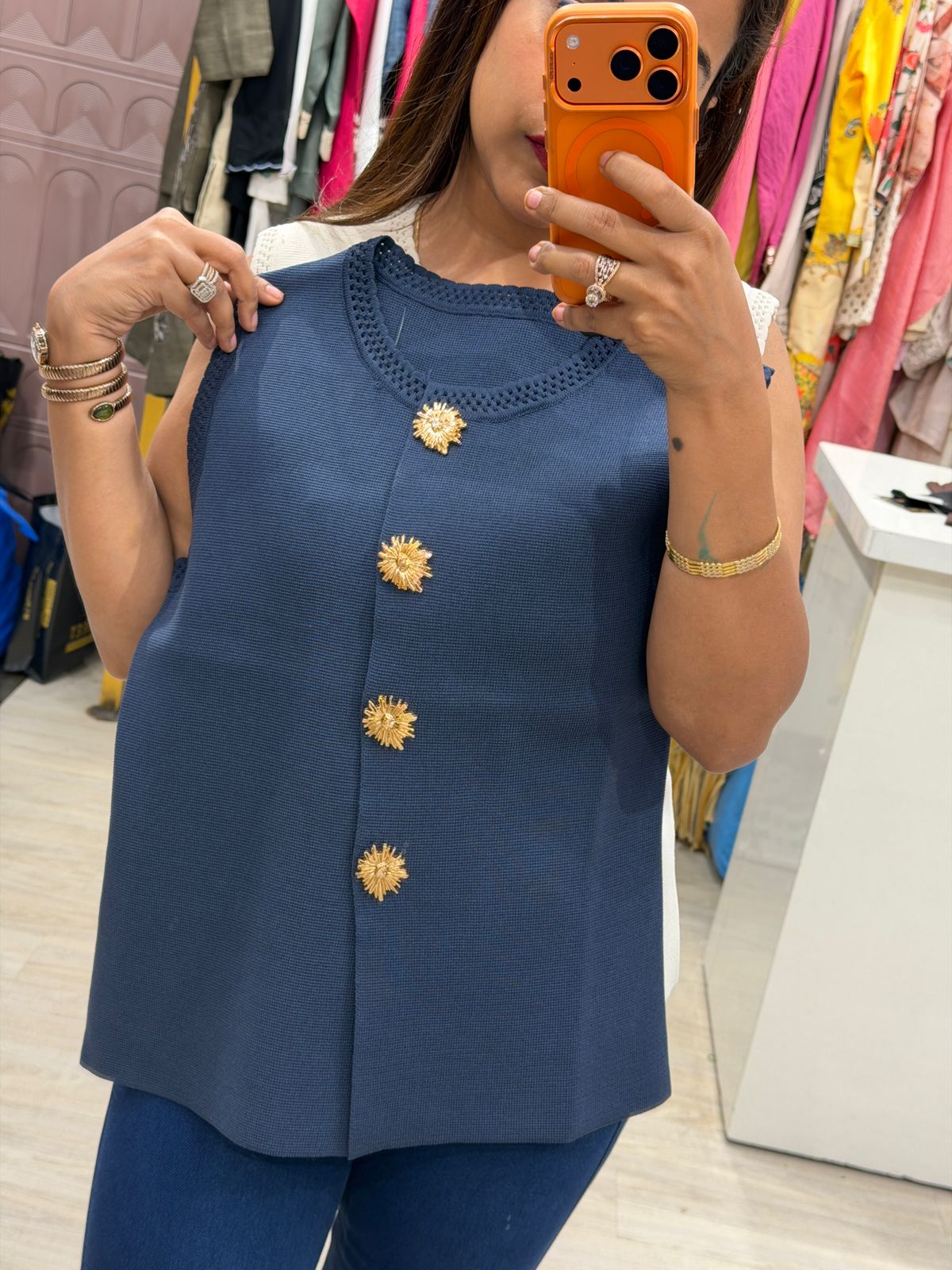 "Pearl" - Stylish Button-Detail Sleeveless Top (Available in 3 Colours)