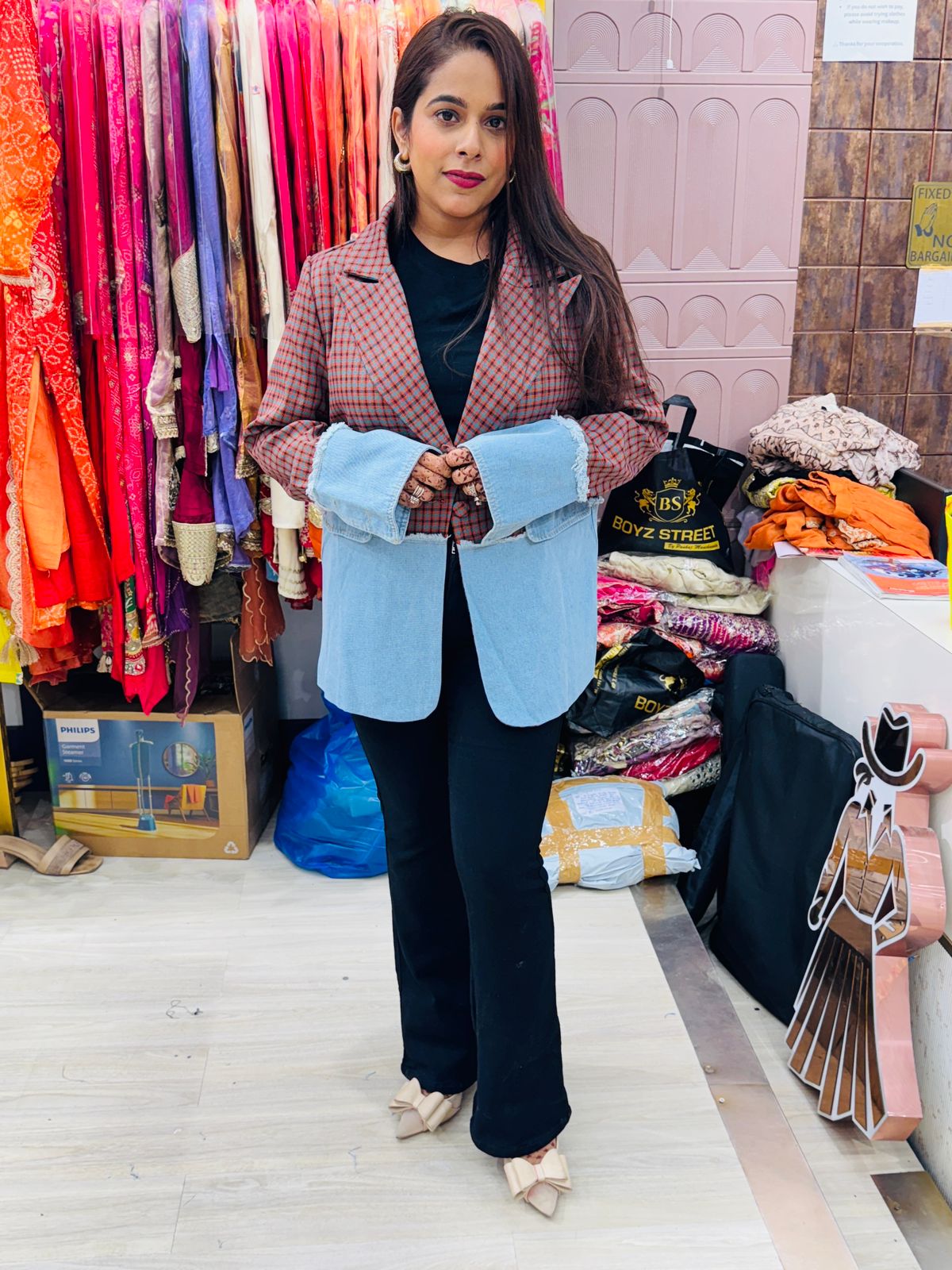 "Denim Check"- Dual Design Blazer