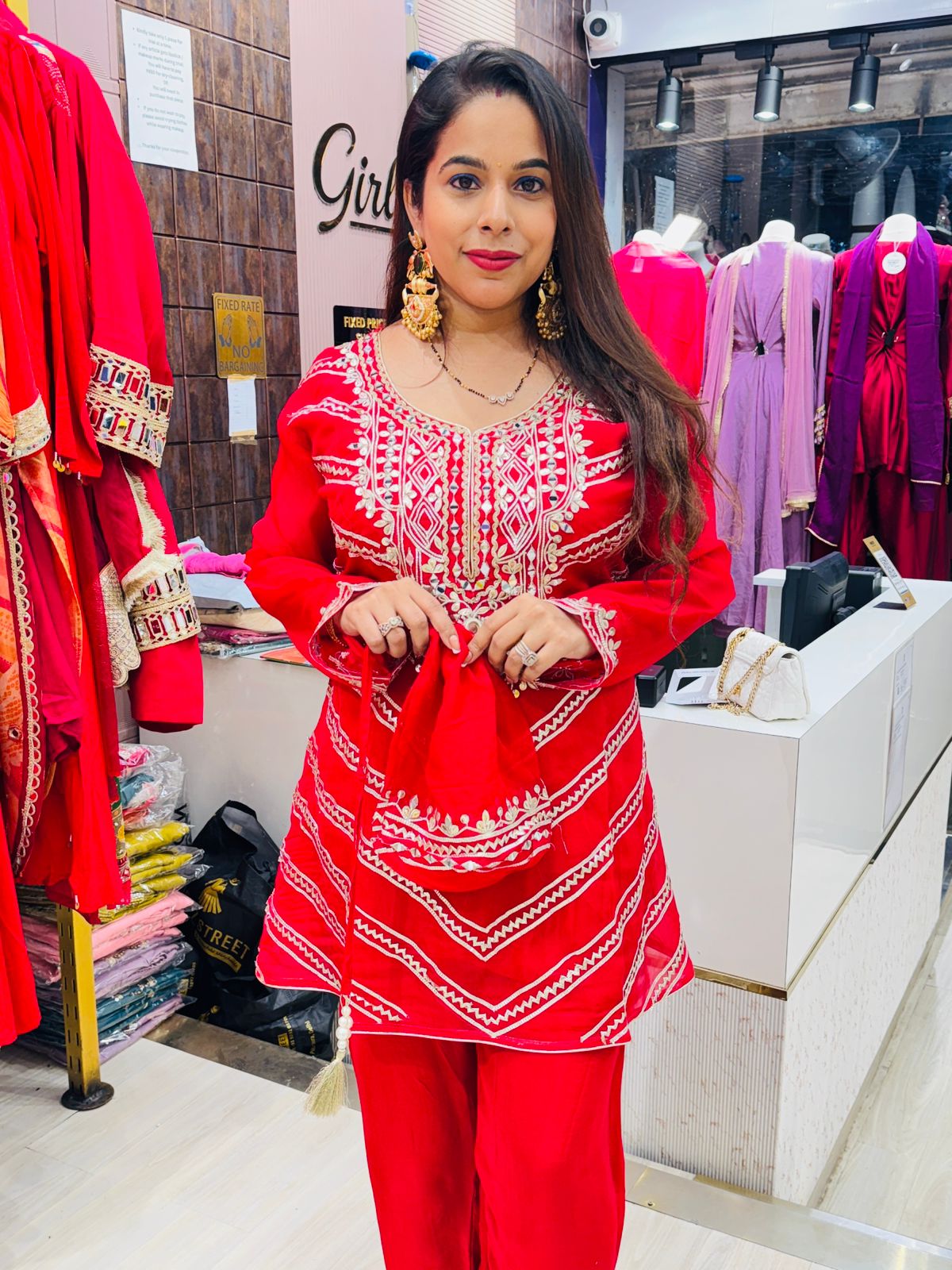 "Ruby" - 3 Piece Co-ord Set with Potli Bag