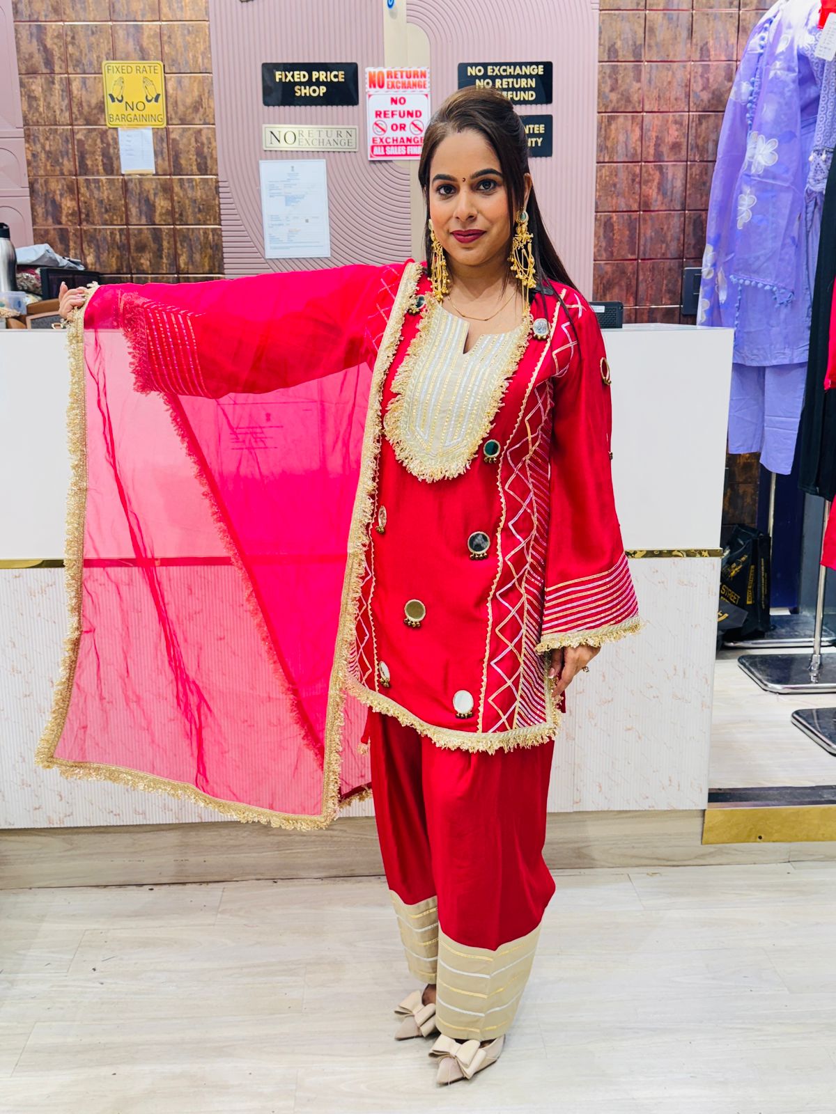 "Shayra"- 3 Piece Embroidered Mirror Work Suit Set (Available in 3 Variants)