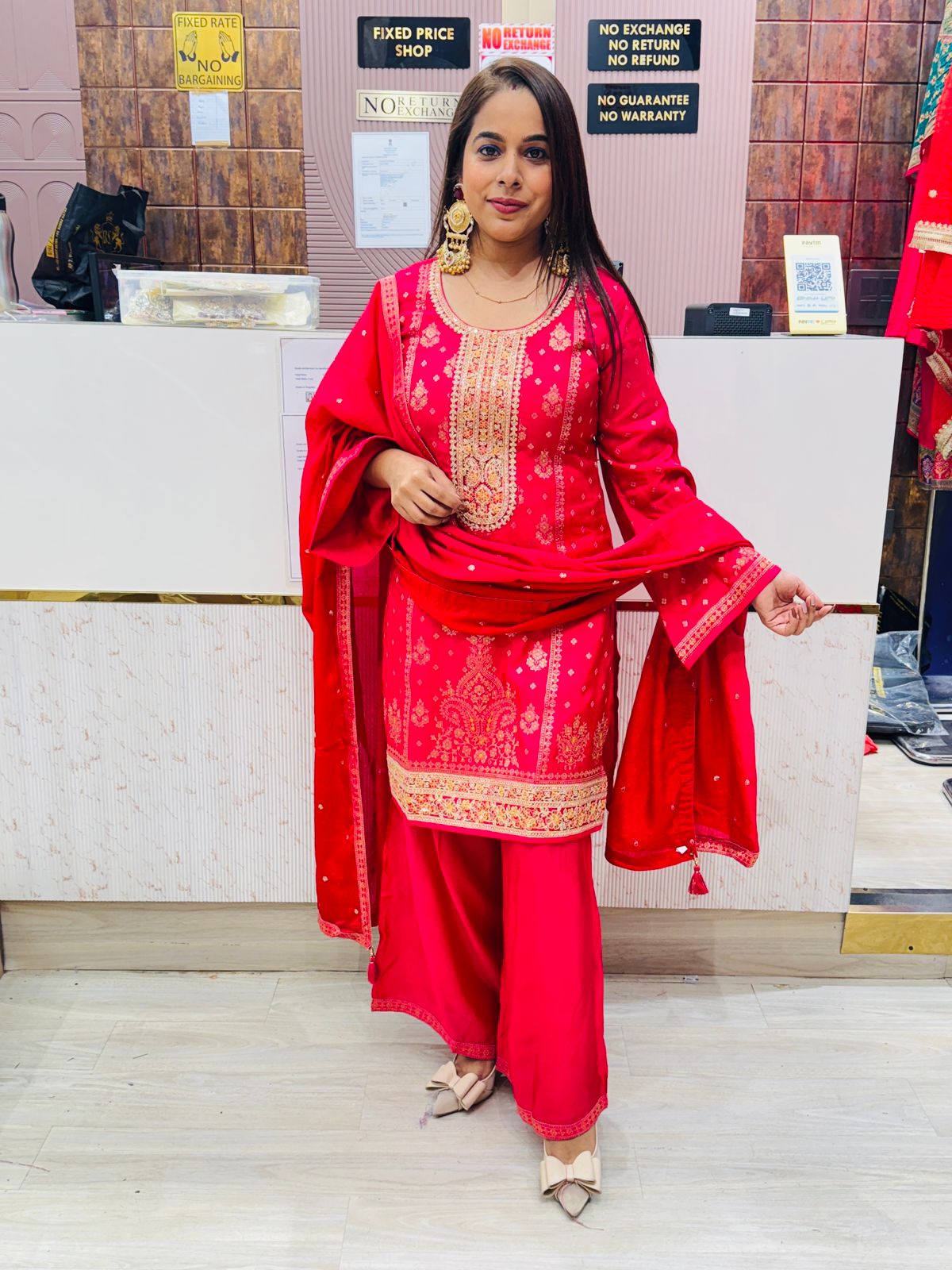 "Meherbano"- Hot Pink Golden Embroidered Suit Set