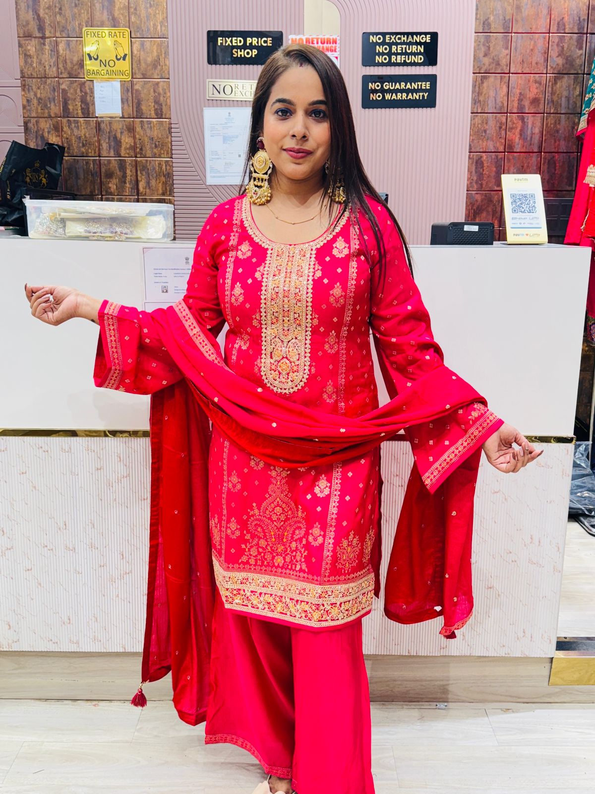 "Meherbano"- Hot Pink Golden Embroidered Suit Set