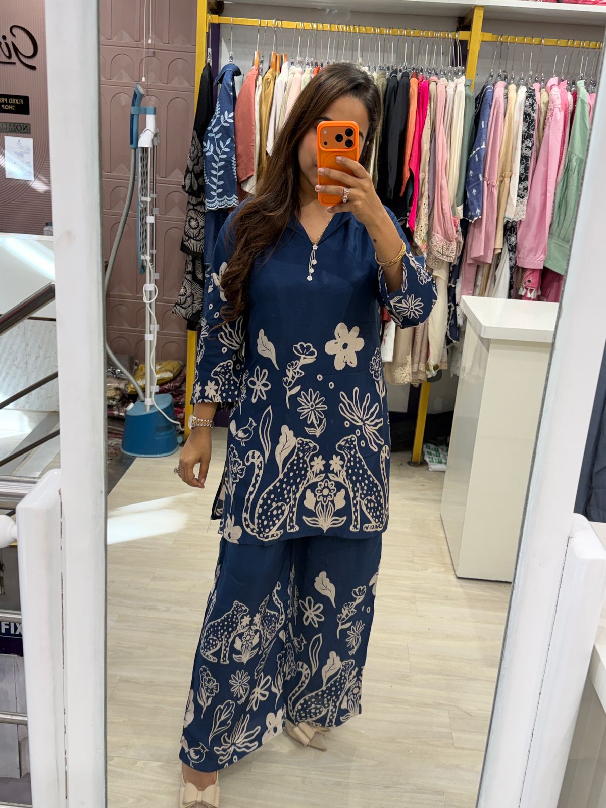 "Virelle" - Indigo Animal Print Coord Set