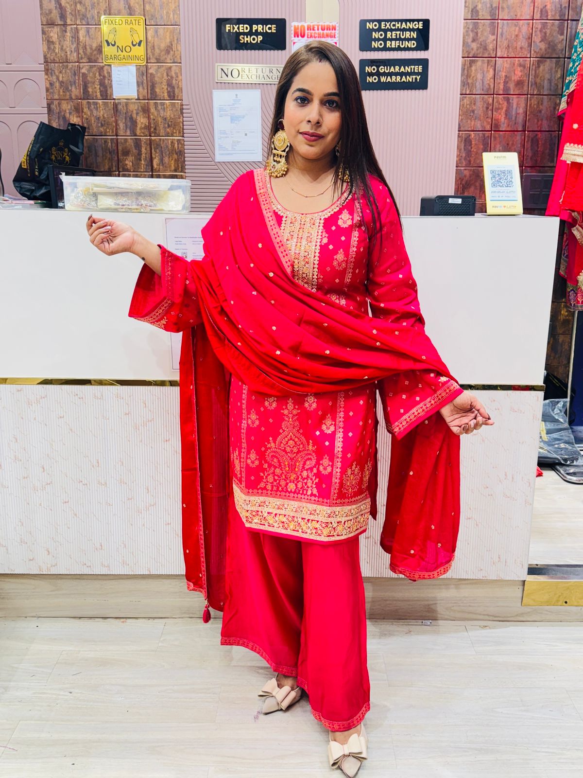 "Meherbano"- Hot Pink Golden Embroidered Suit Set