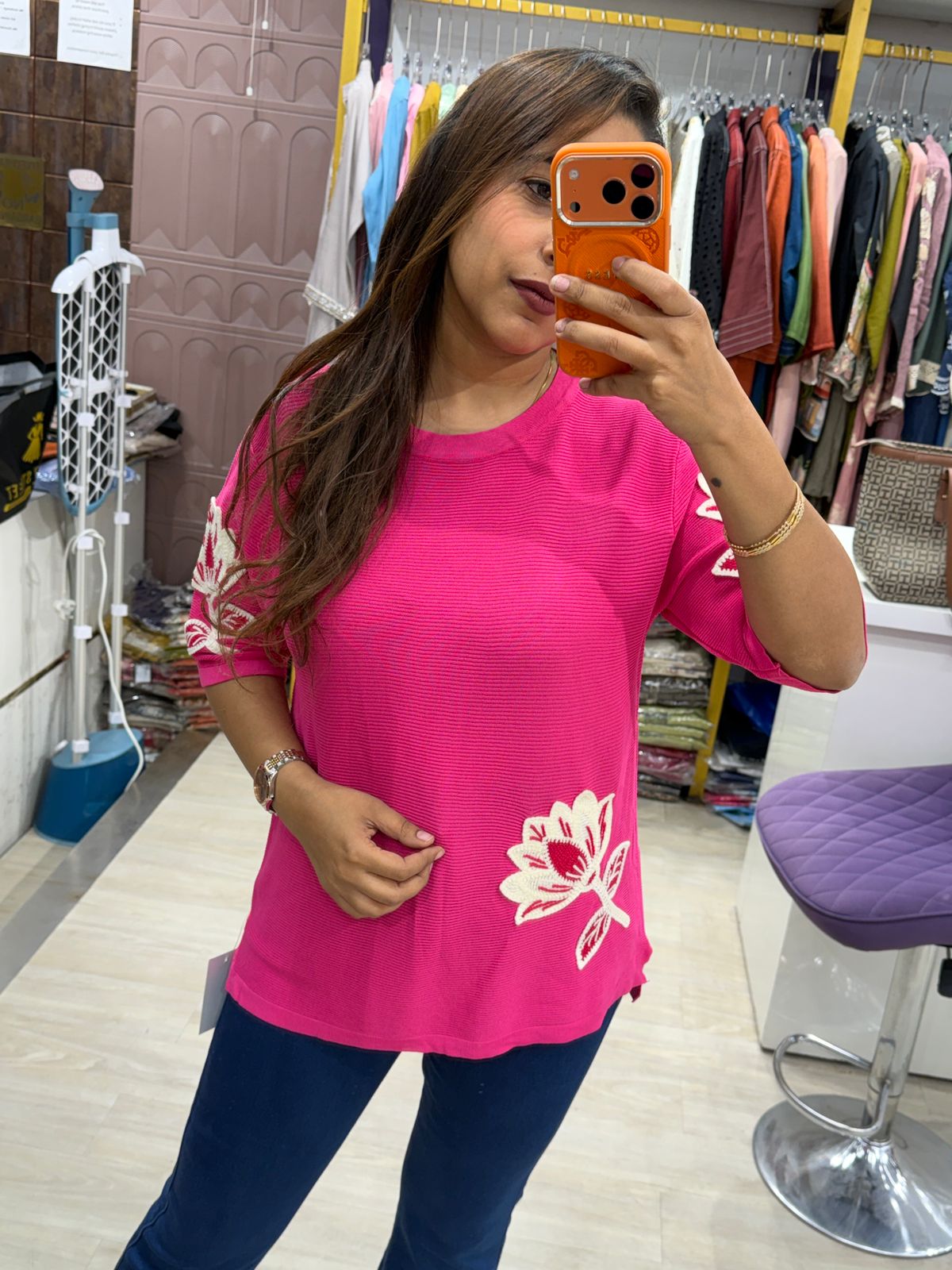 "Veesha" - Floral Sleeve Knit Top (Available in 4 Variants)