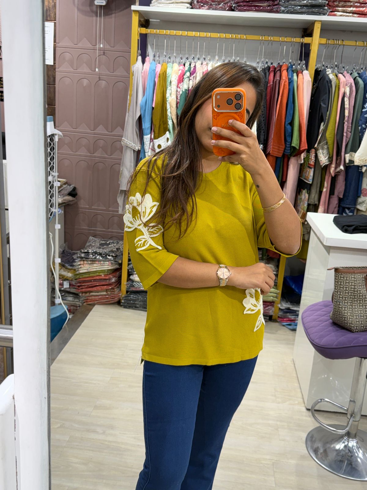 "Veesha" - Floral Sleeve Knit Top (Available in 4 Variants)