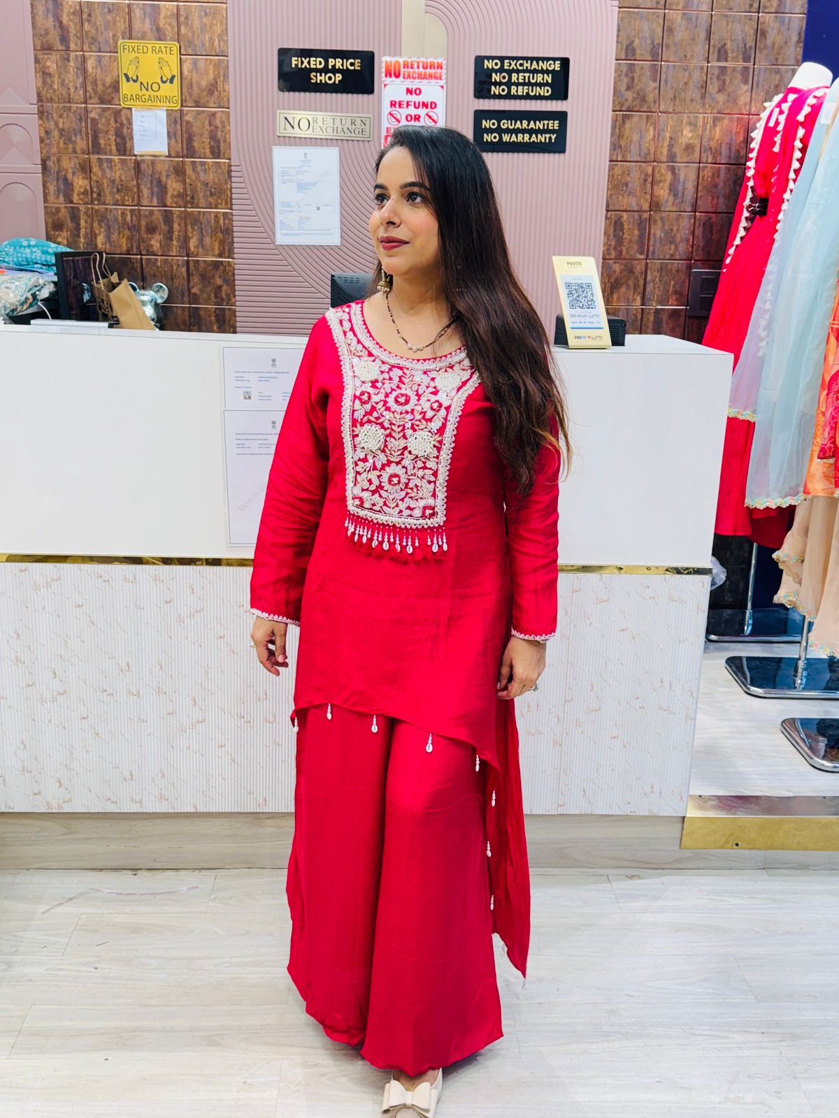 Embroidered Red Co-ord Set
