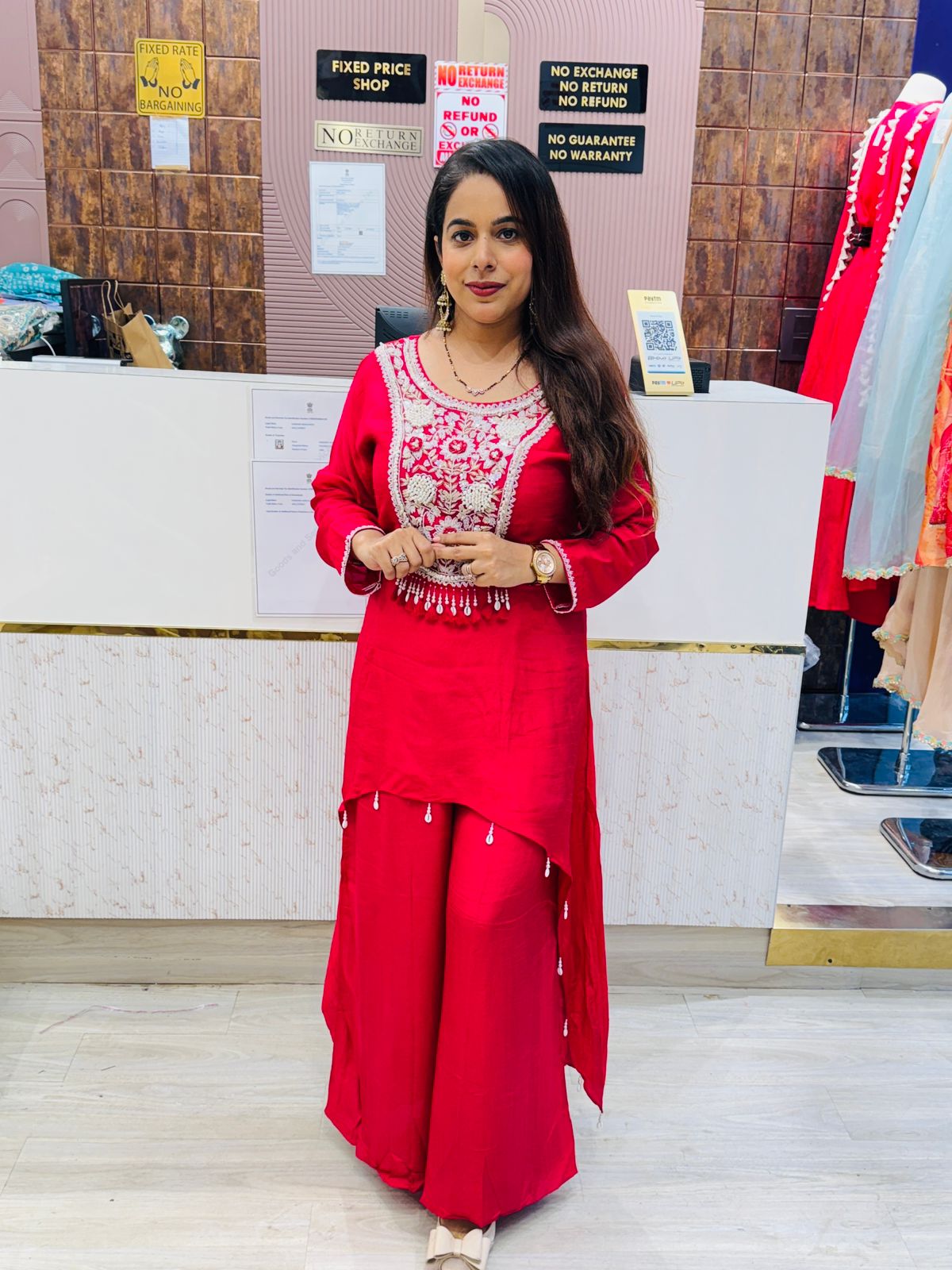 Embroidered Red Co-ord Set
