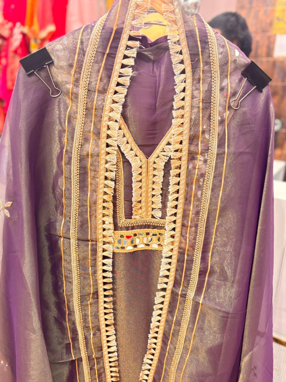 "Adaa Purple"- Unstitched Suit With Dupatta