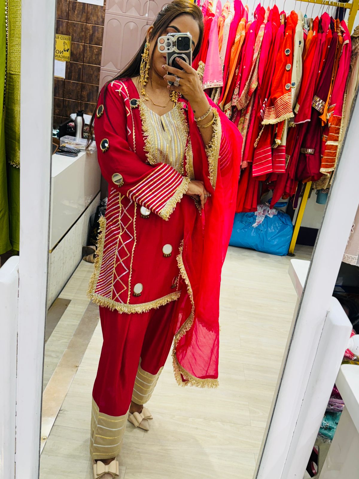 "Shayra"- 3 Piece Embroidered Mirror Work Suit Set (Available in 3 Variants)