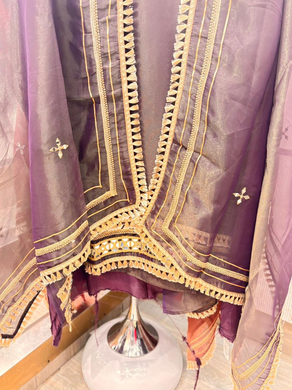 "Adaa Purple"- Unstitched Suit With Dupatta
