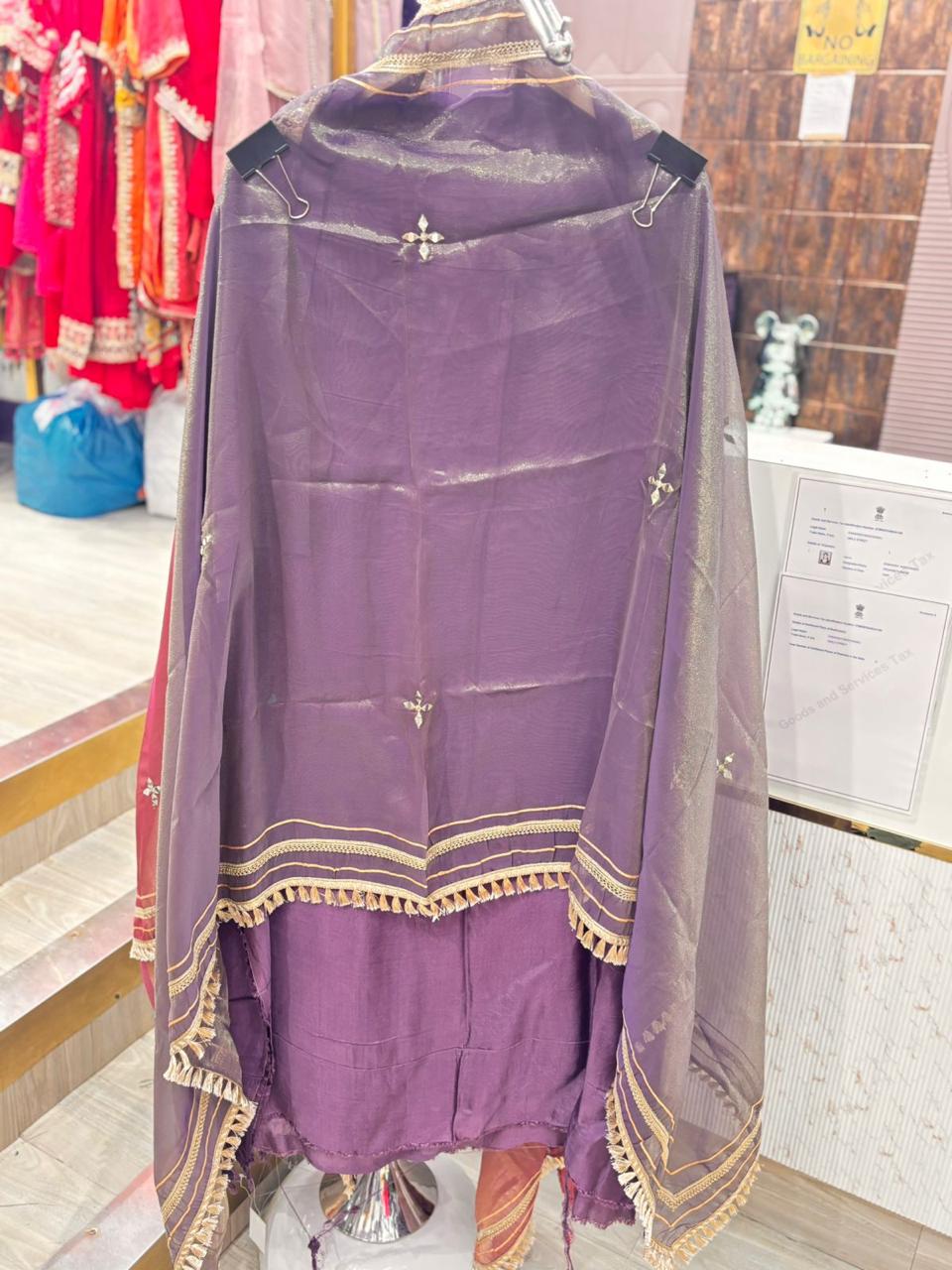 "Adaa Purple"- Unstitched Suit With Dupatta