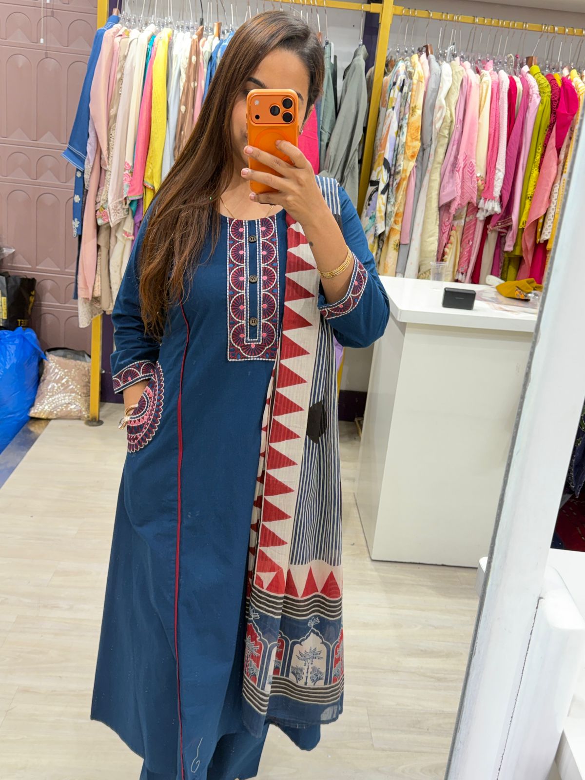 "Sia" - 3 Piece Ethnic Suit Set With Pockets (Available in 2 Colours)