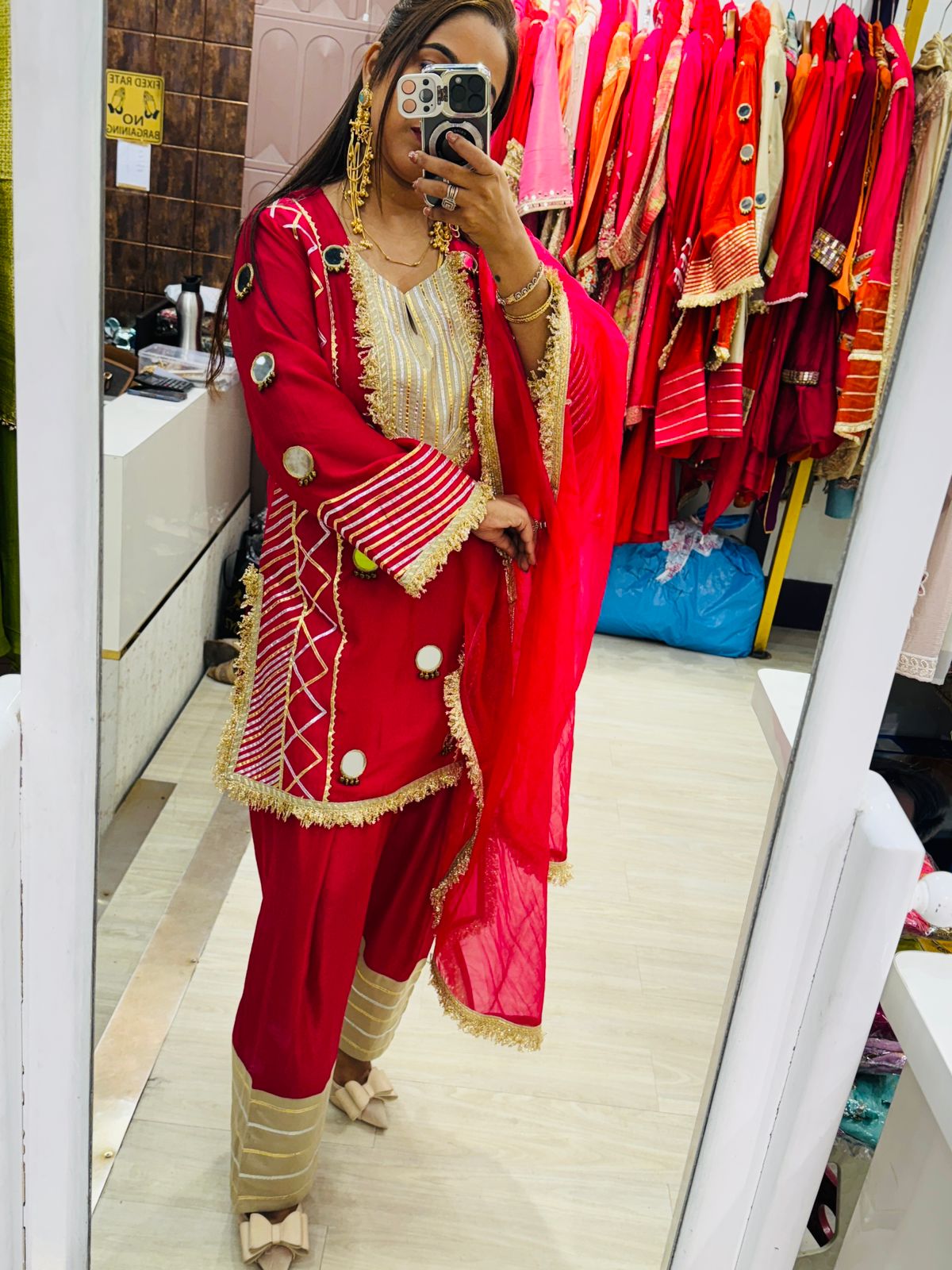 "Shayra"- 3 Piece Embroidered Mirror Work Suit Set (Available in 3 Variants)