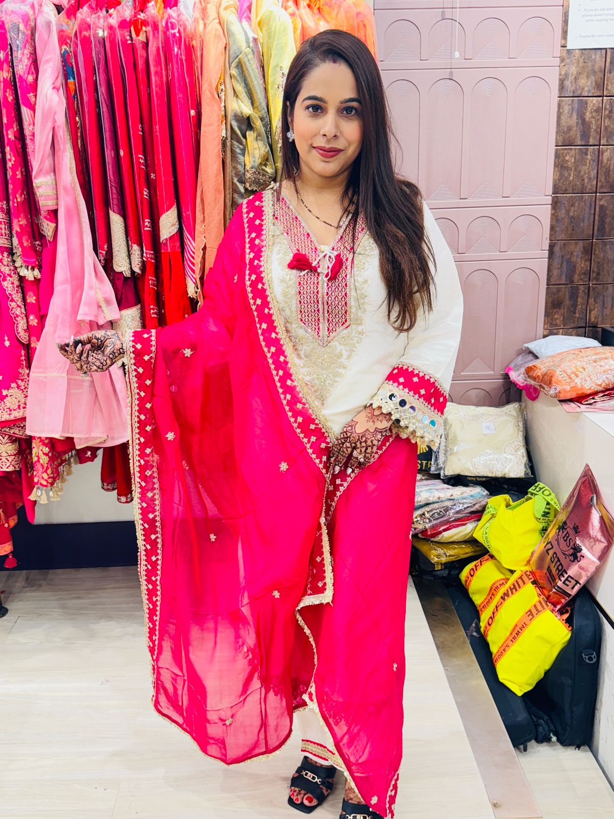 "Ishqiya"- 3 Piece Embroidered Suit Set with Mirror Detailing