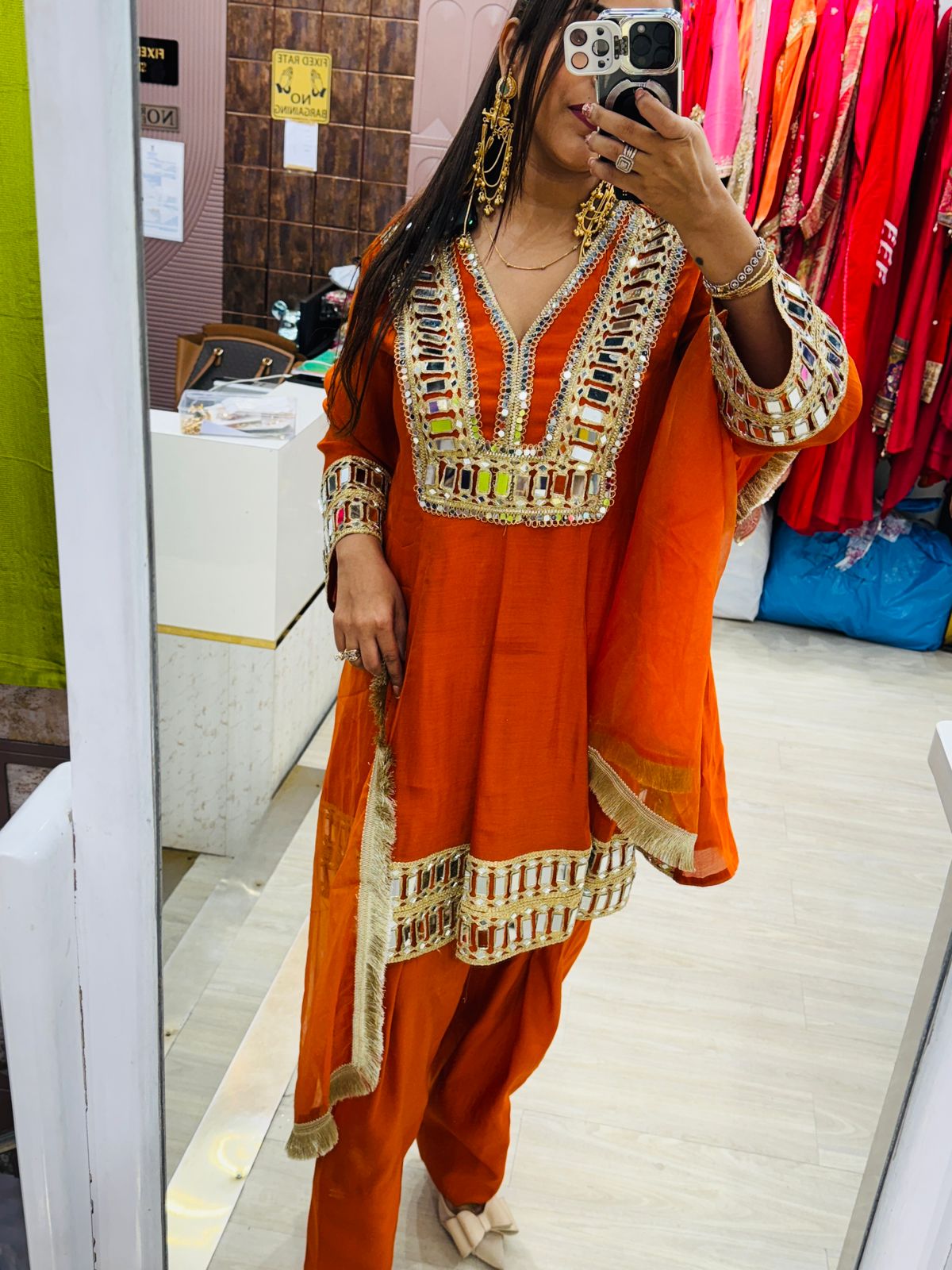 "Hoor"- 3 Piece Heavy Mirror Work Suit Set (Available in 2 Variants)