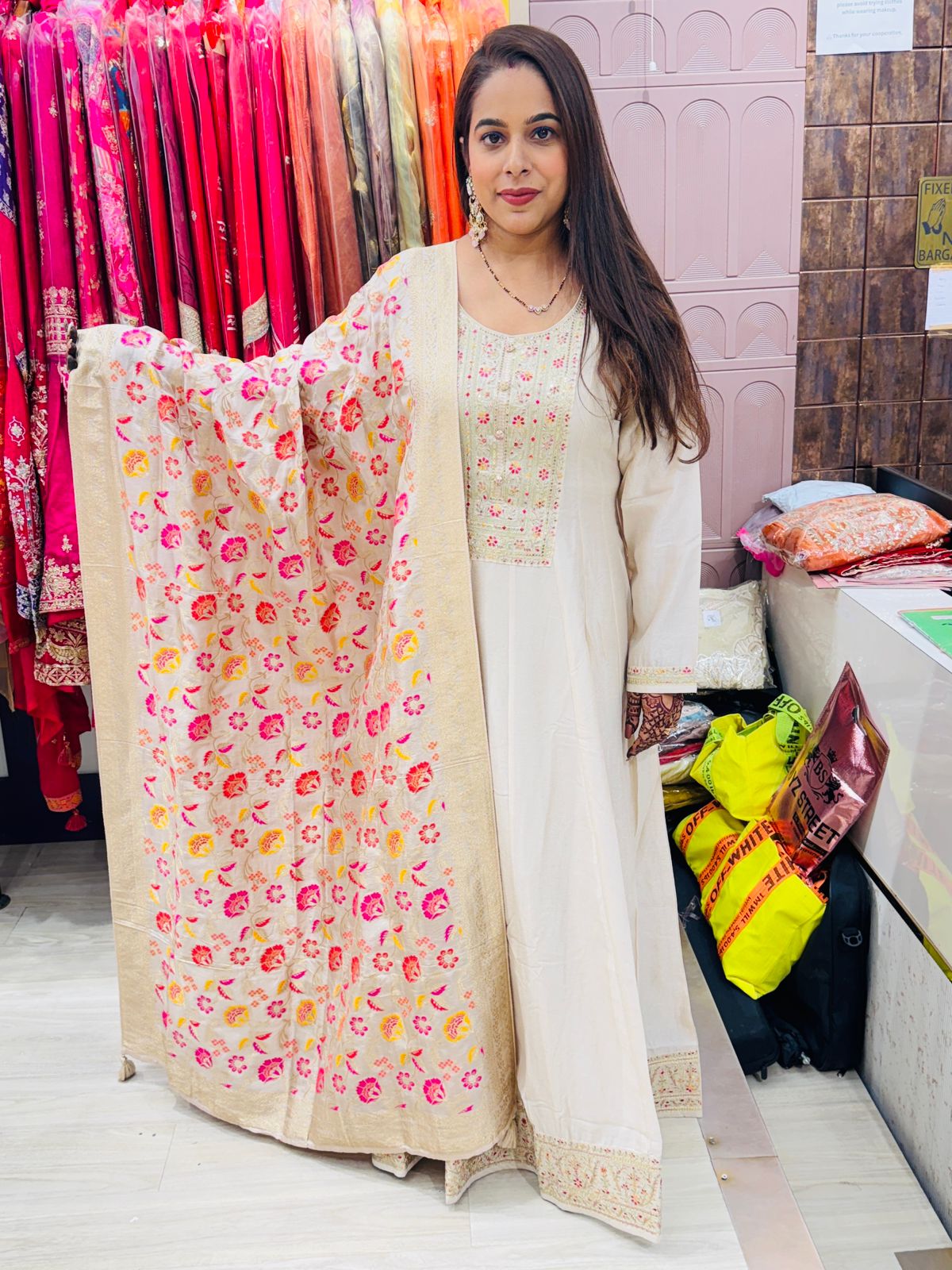 "Kashmeerah"- Embroidered Anarkali Suit Set With Floral Embroidered Dupatta (Available in 2 variants)