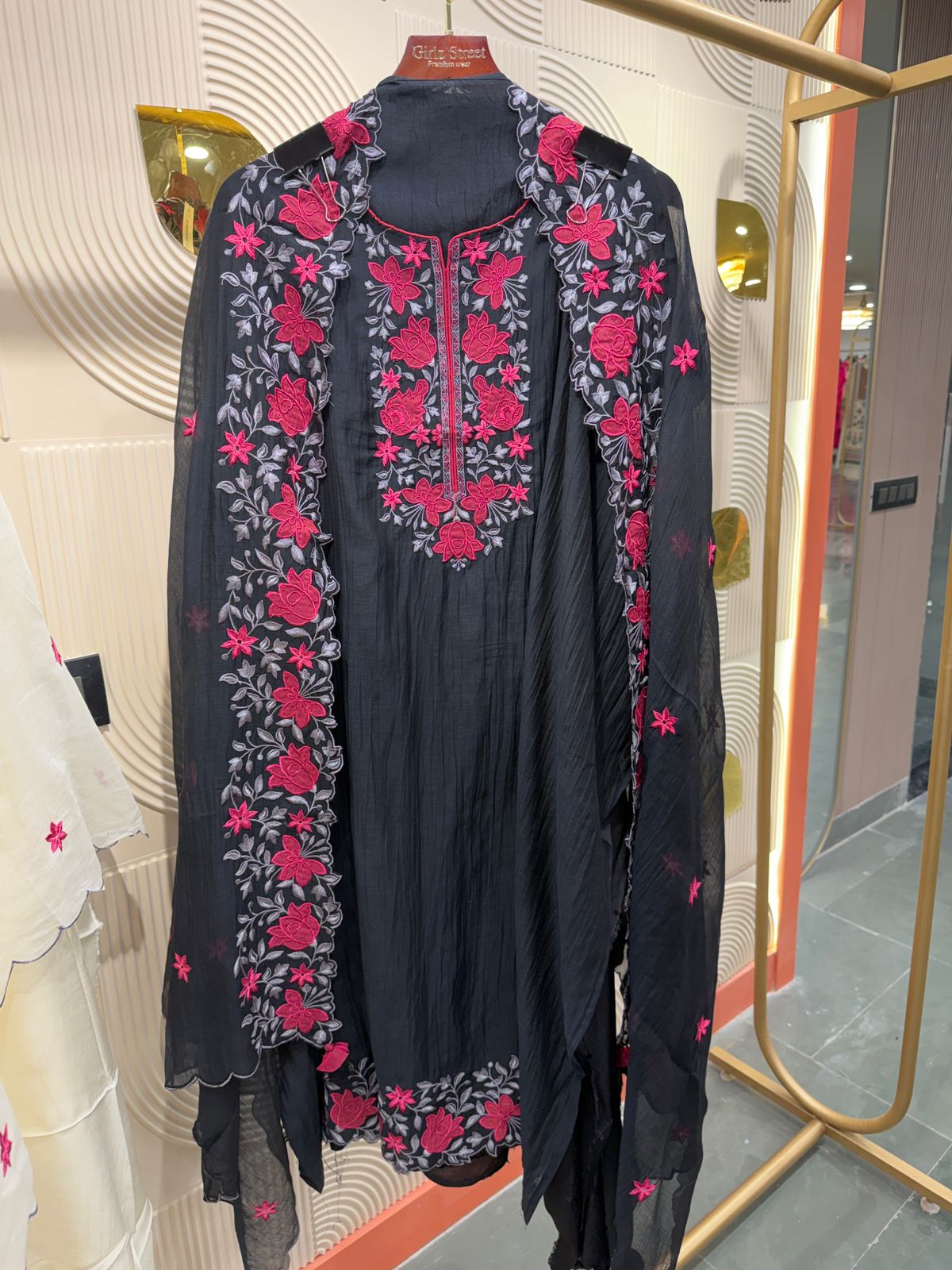 "Phool" - Premium Mul Cotton Unstitched Suit Set with Floral Embroidery (Available in 2 Colours)