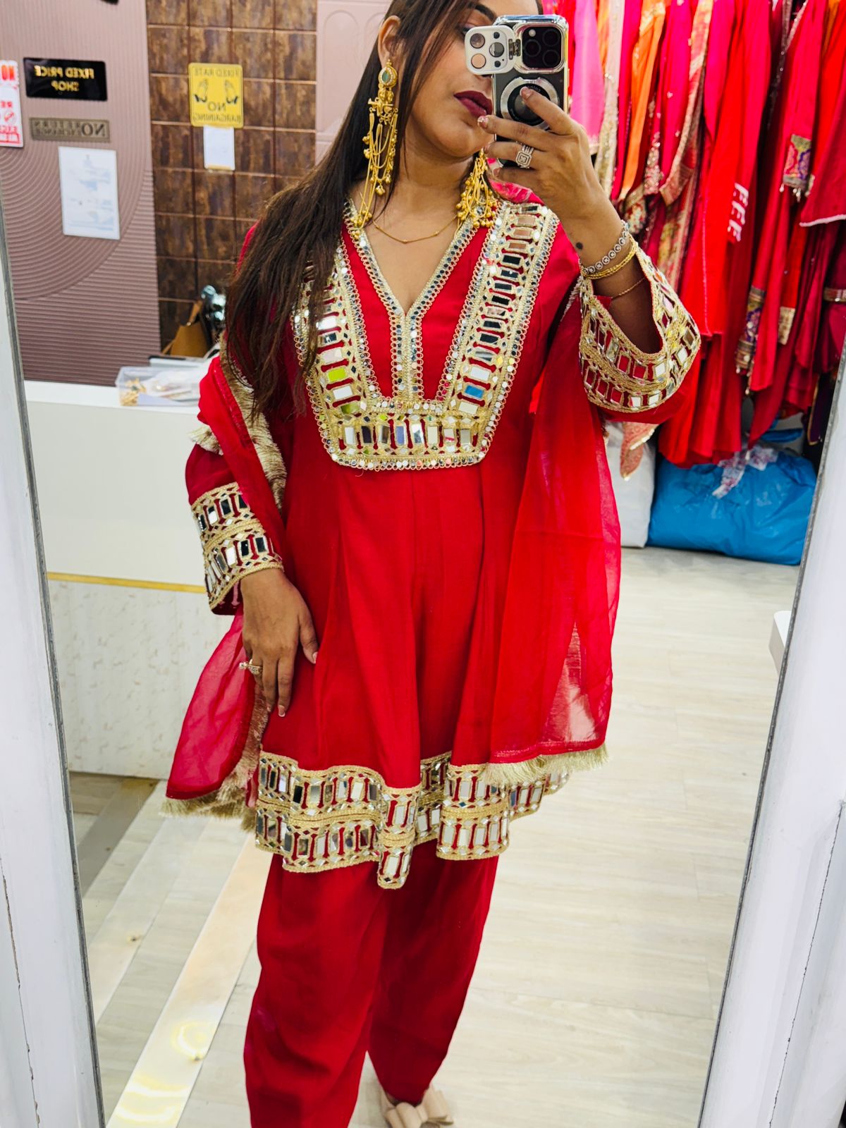 "Hoor"- 3 Piece Heavy Mirror Work Suit Set (Available in 2 Variants)