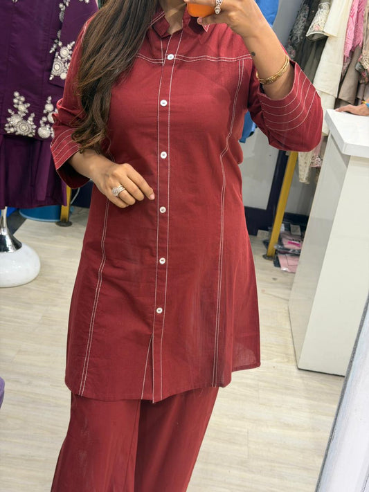 "Kaleeva" - Casual Chic Long Shirt & Pant Coord Set (Available in 5 Colours)