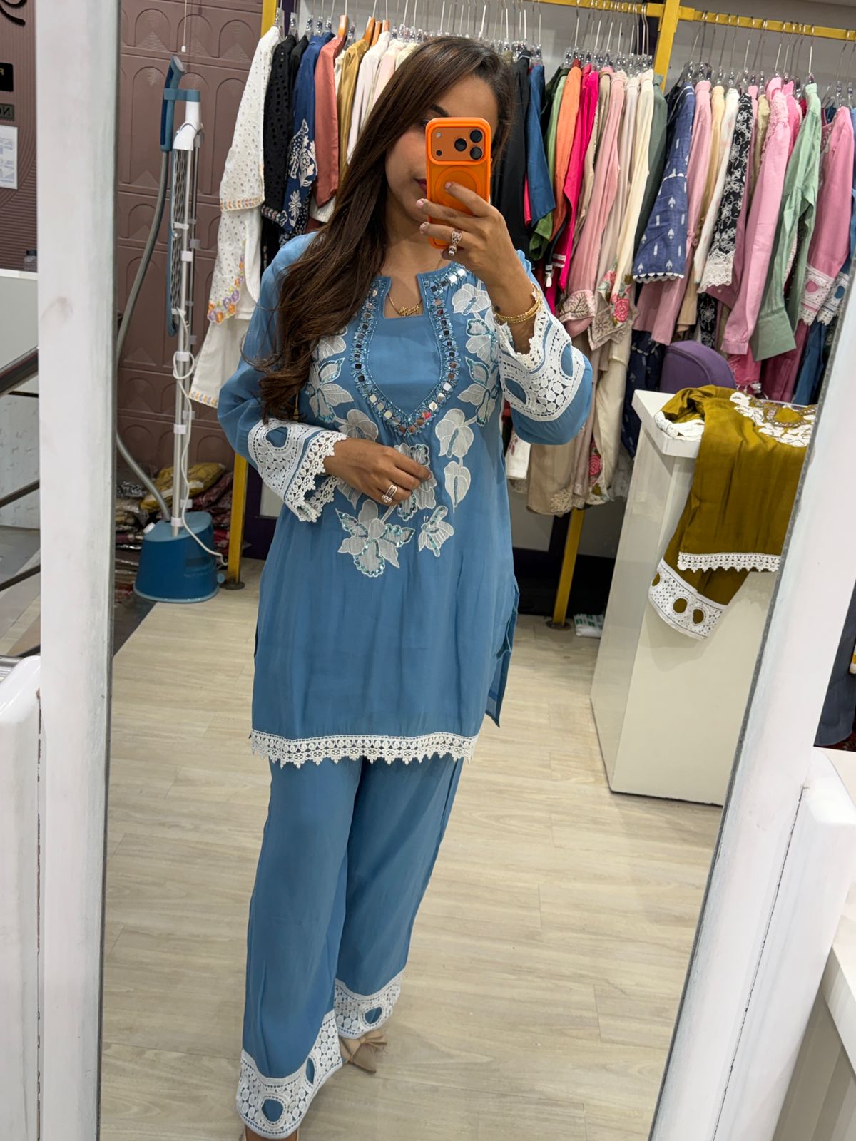 "Allura" - Mirror Embroidered Coord  (Available in 3 Colours)