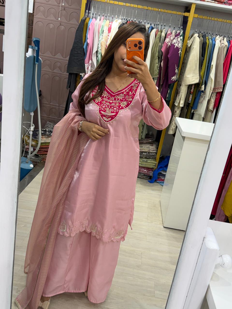 "Saanvi"- Festive Suit Set with Heavy Neck Embroidery (Available in 3 Variants)