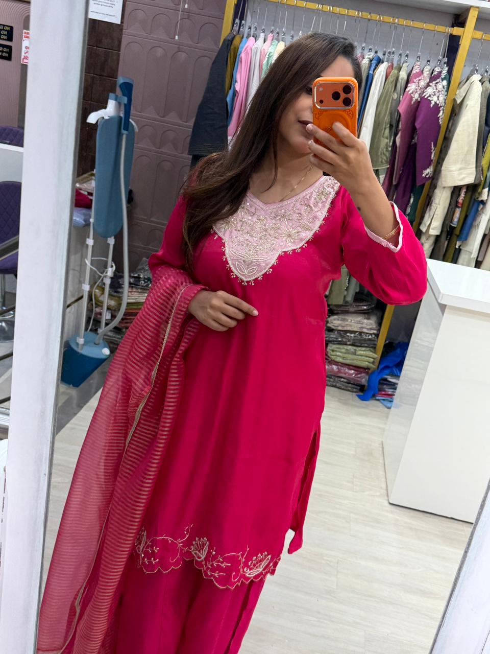 "Saanvi"- Festive Suit Set with Heavy Neck Embroidery (Available in 3 Variants)