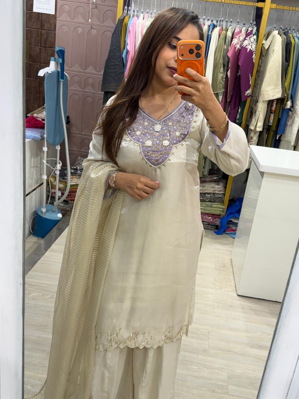 "Saanvi"- Festive Suit Set with Heavy Neck Embroidery (Available in 3 Variants)