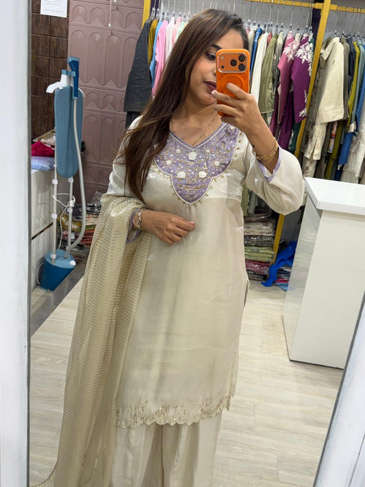 "Saanvi"- Festive Suit Set with Heavy Neck Embroidery (Available in 3 Variants)