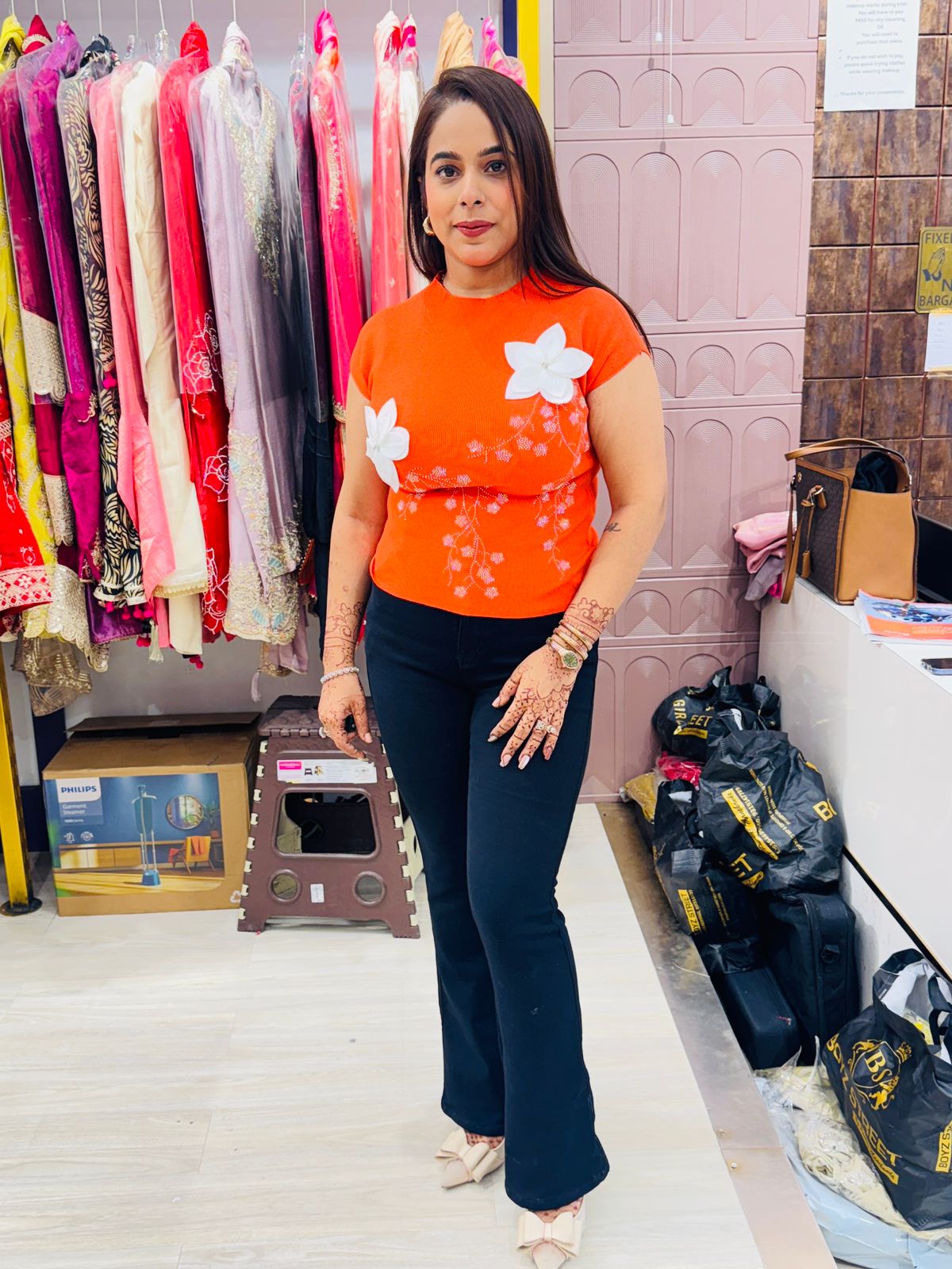 "Fukari"- 3D White Floral Knitted Top (Available in 2 Variants)