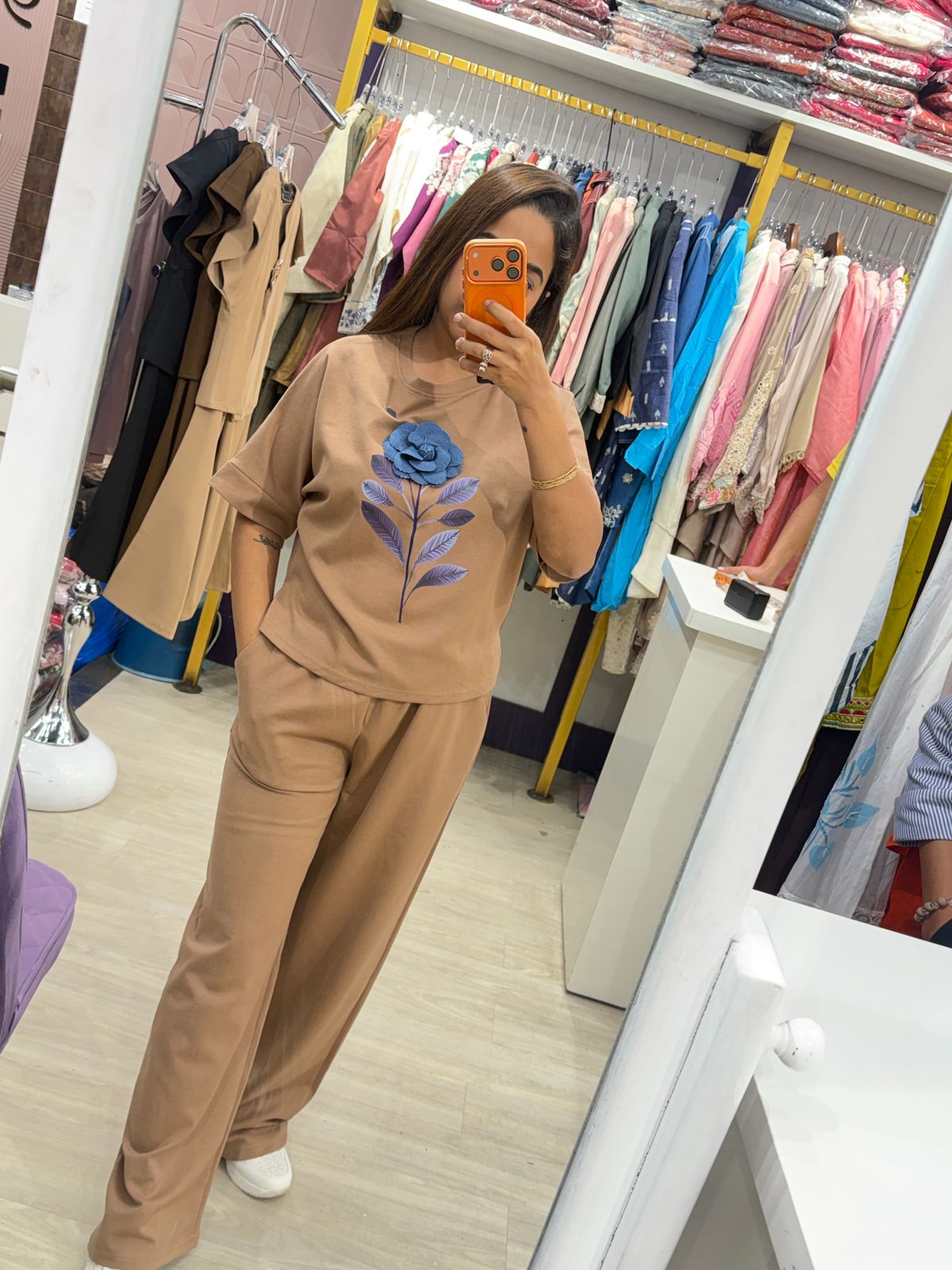 "Wild Edge" - Casual Imported Co-ord Set with Flower Detail (Available in 3 Colours)