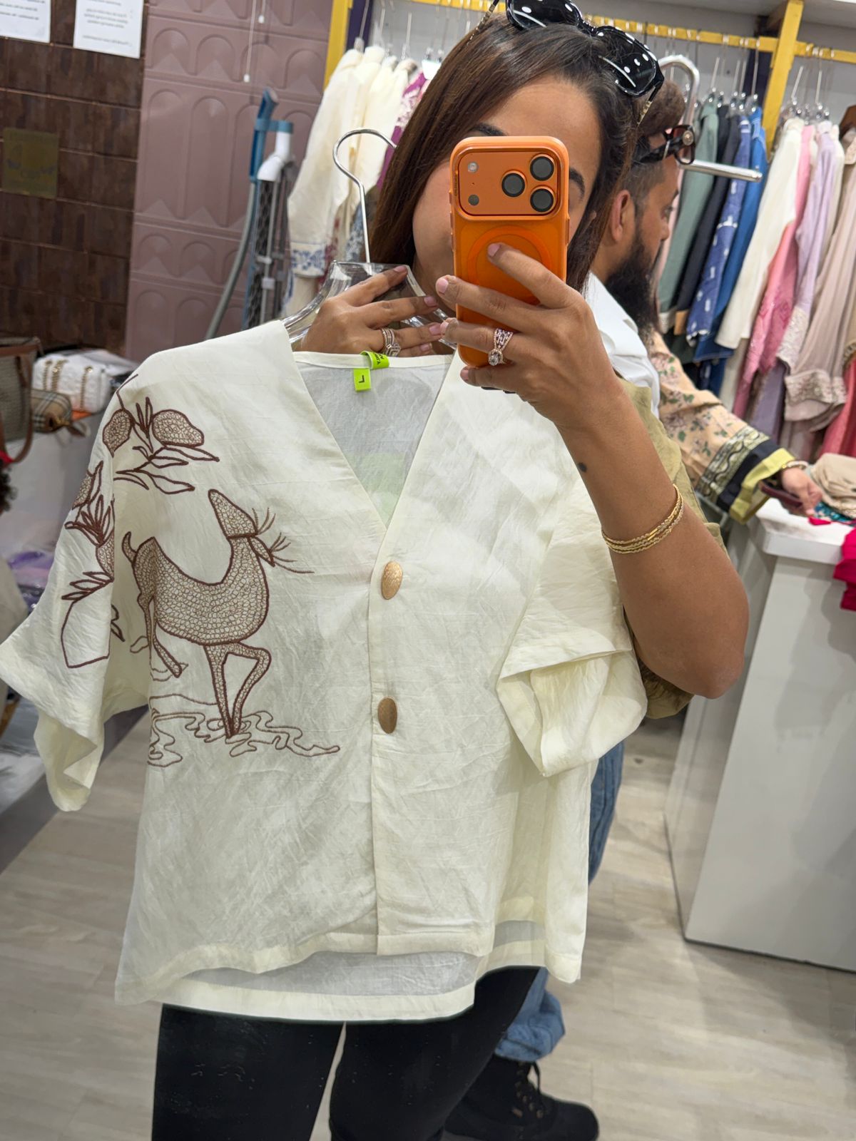"Hee-ran" - Deer Embroidered Button-Down Top (Available in 5 Colours)