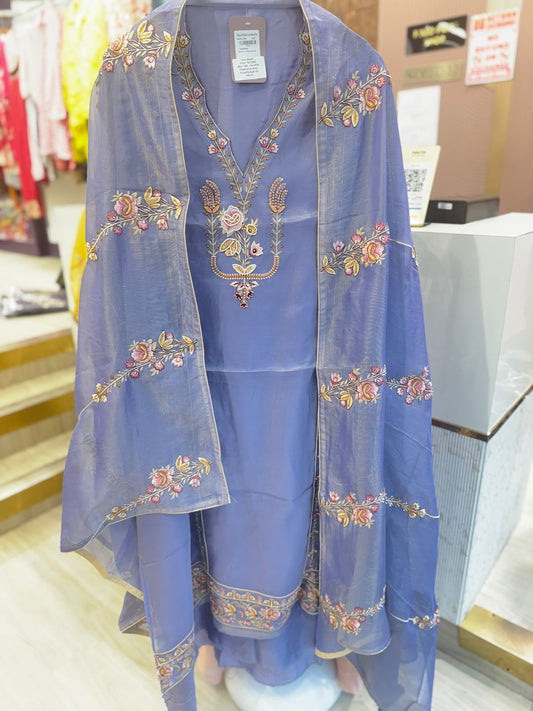 Lilac Unstitched Embroidered Suit with Dupatta