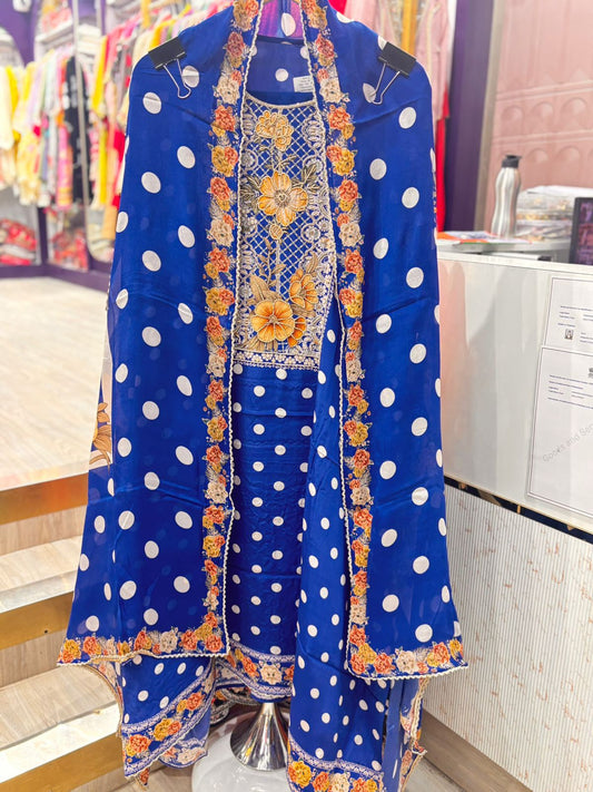 "Polka"- Unstitched Suit Set with Dupatta (Available in 3 Variants)