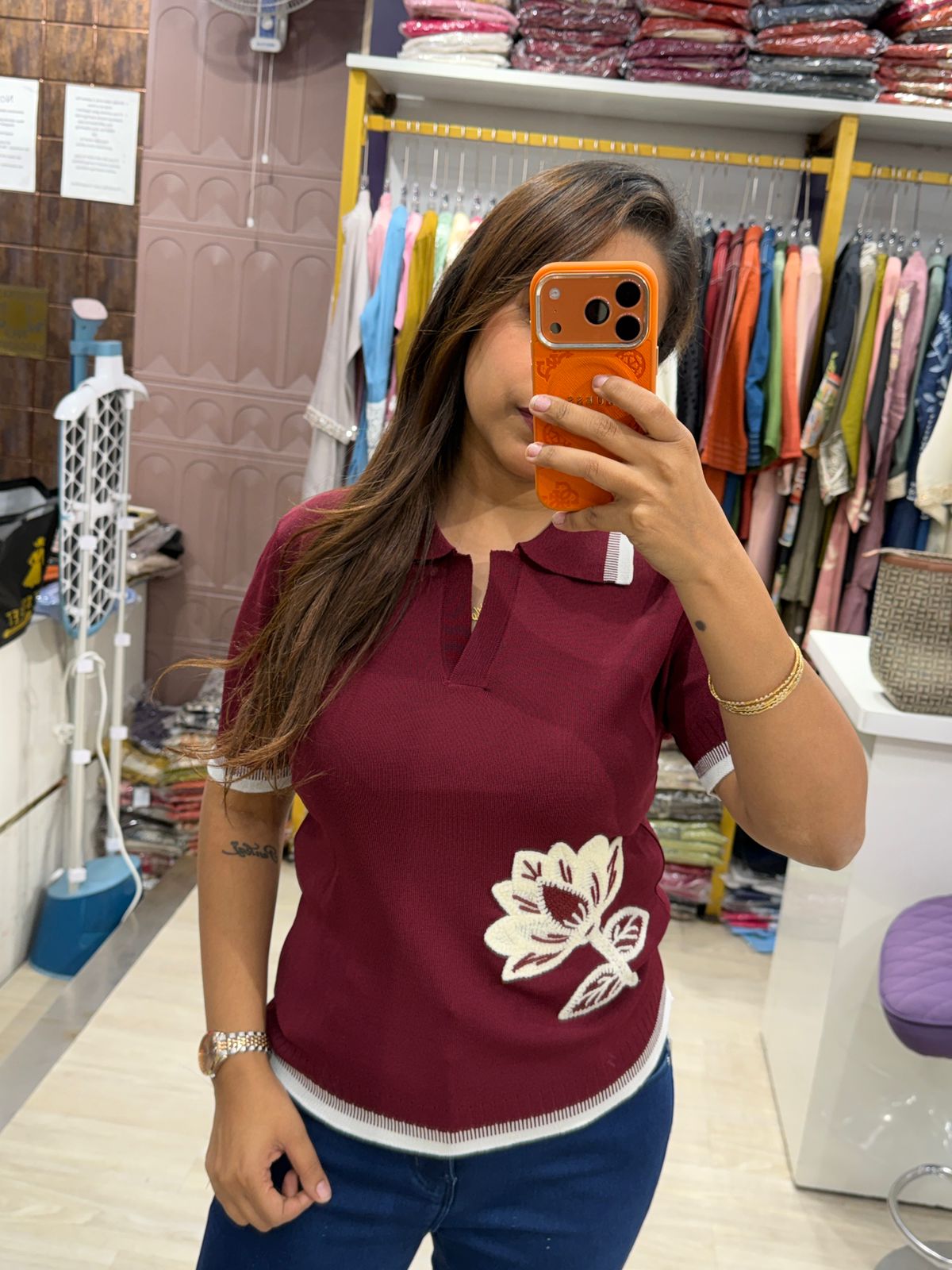 "Xyra" - Floral Knit Polo Top (Available in 4 Variants)
