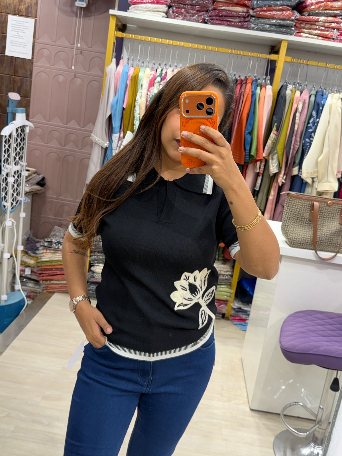 "Xyra" - Floral Knit Polo Top (Available in 4 Variants)