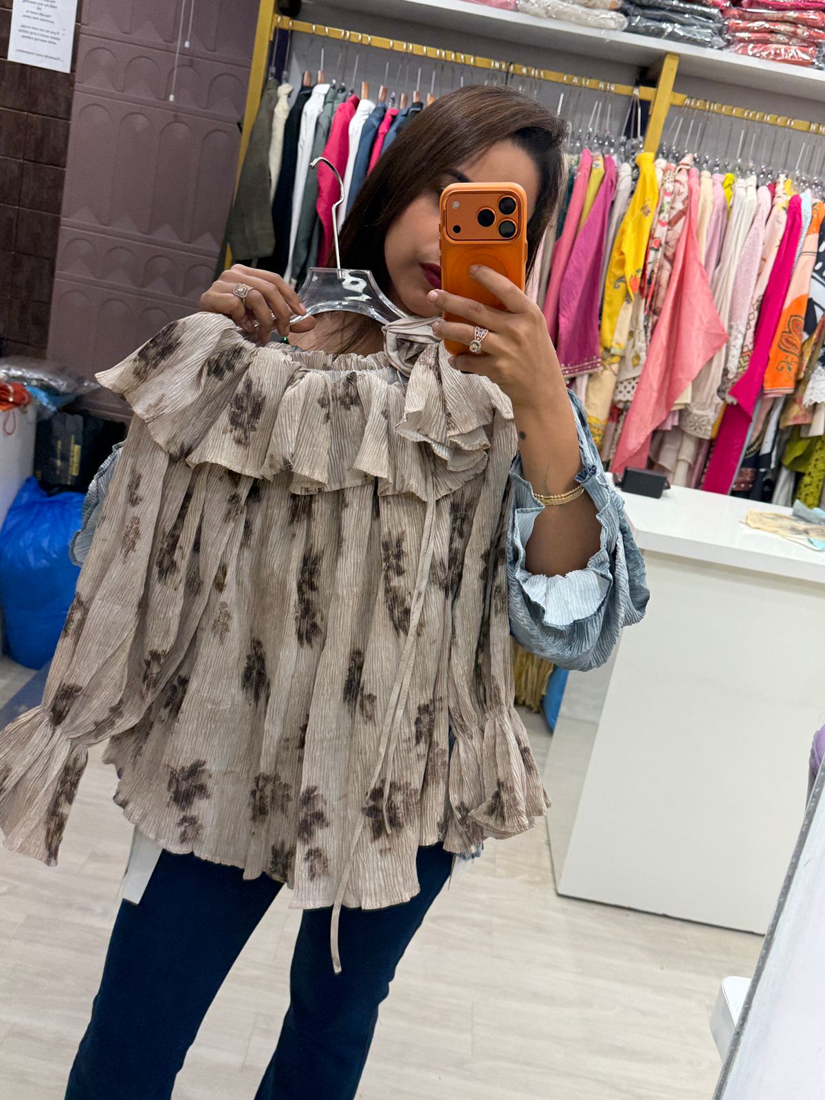"Bulbul" - Tie-Dye Off-Shoulder Ruffle Top With Neckband (Available in 4 colours)