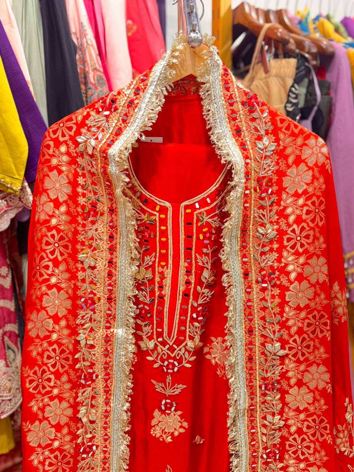 "Rangrez"- Heavy Work Unstitched Suit With Heavy Dupatta