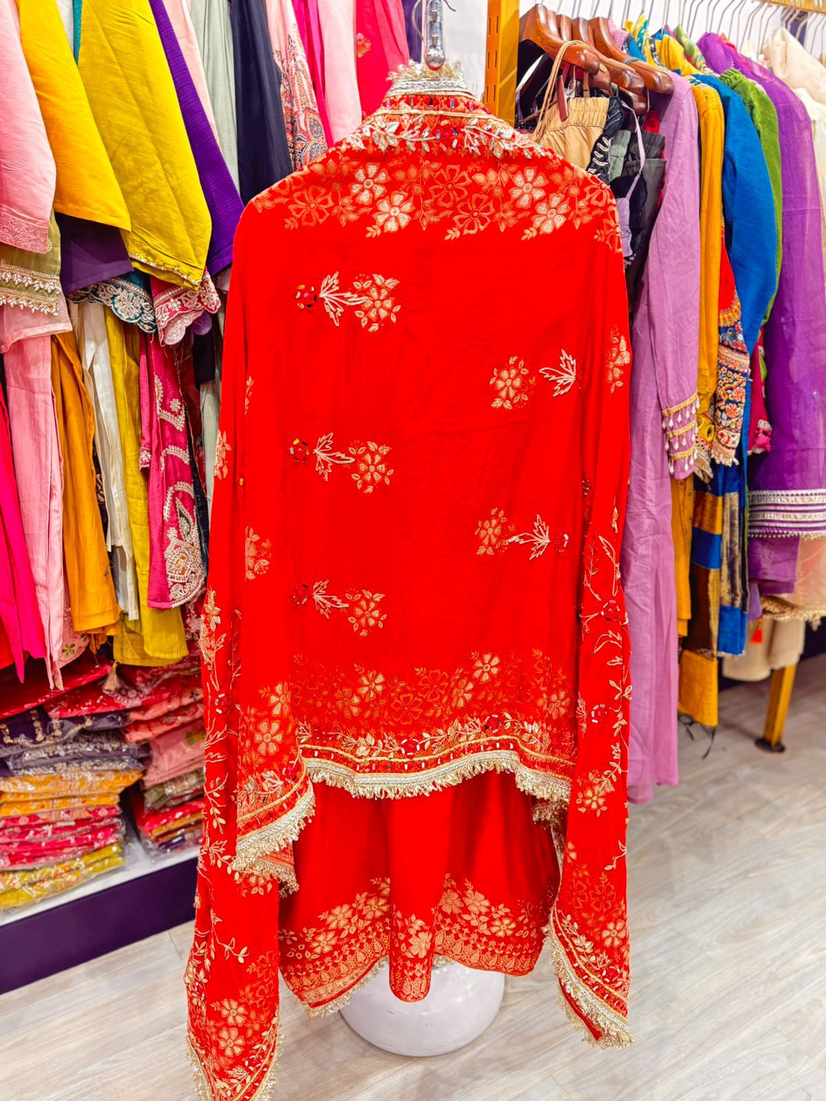 "Rangrez"- Heavy Work Unstitched Suit With Heavy Dupatta