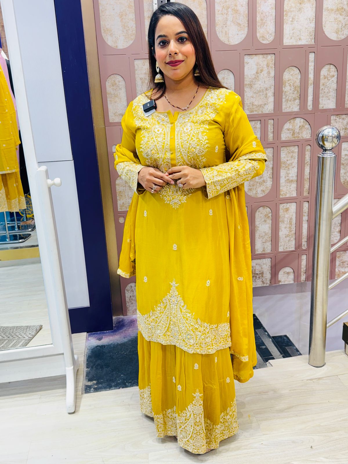 Sunshine Yellow Embroidered Sharara Set