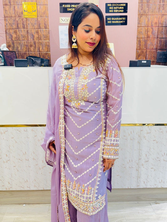 Lavender Dream Embroidered Sharara Set