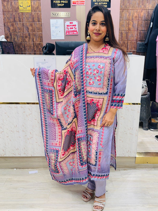 Lavender Mosaic Printed Suit Set